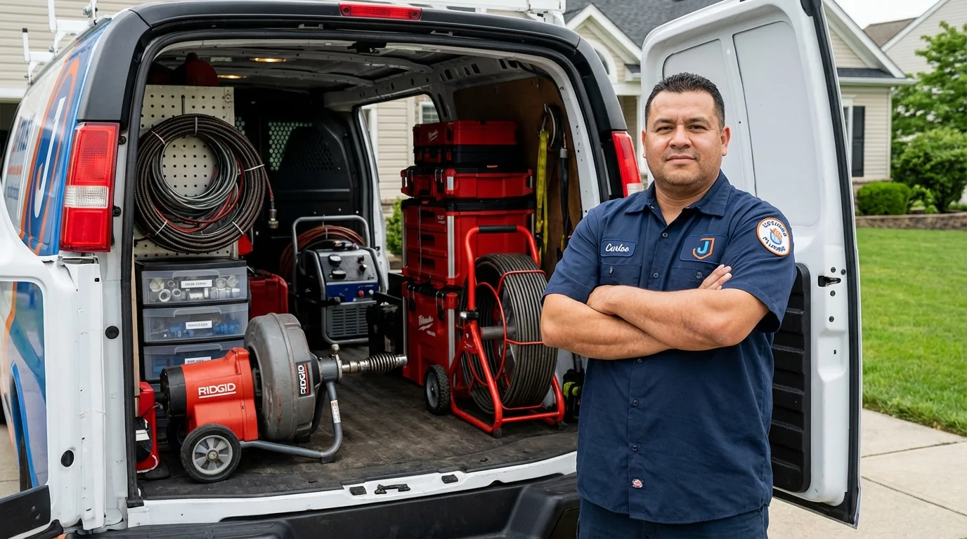 Professional drain cleaning equipment and Johns Plumbing LLC plumber in North Olmsted