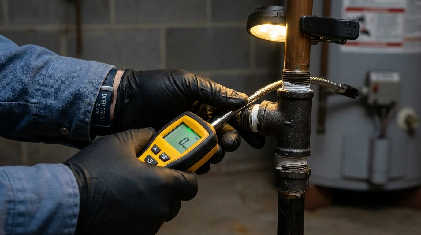 Gas leak detection with electronic sniffer by Johns Plumbing LLC in North Olmsted
