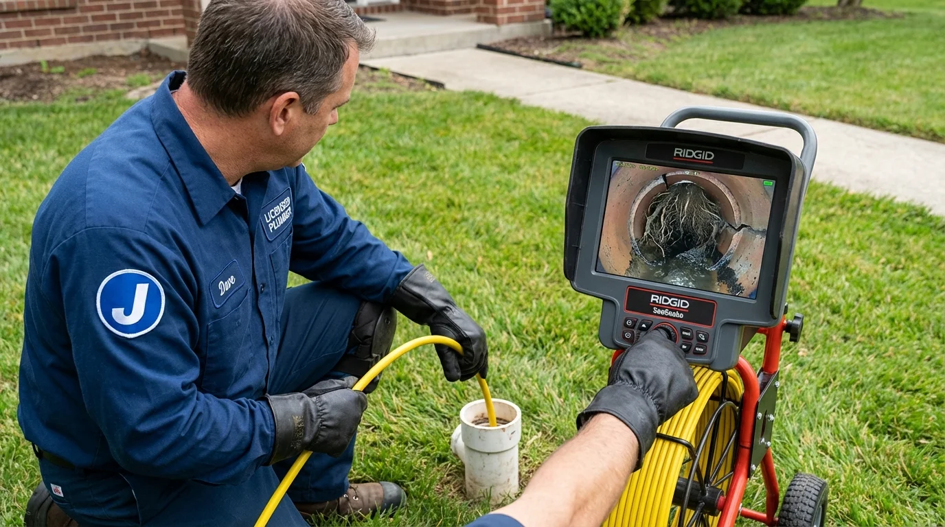 Sewer camera inspection being performed by Johns Plumbing LLC in North Olmsted